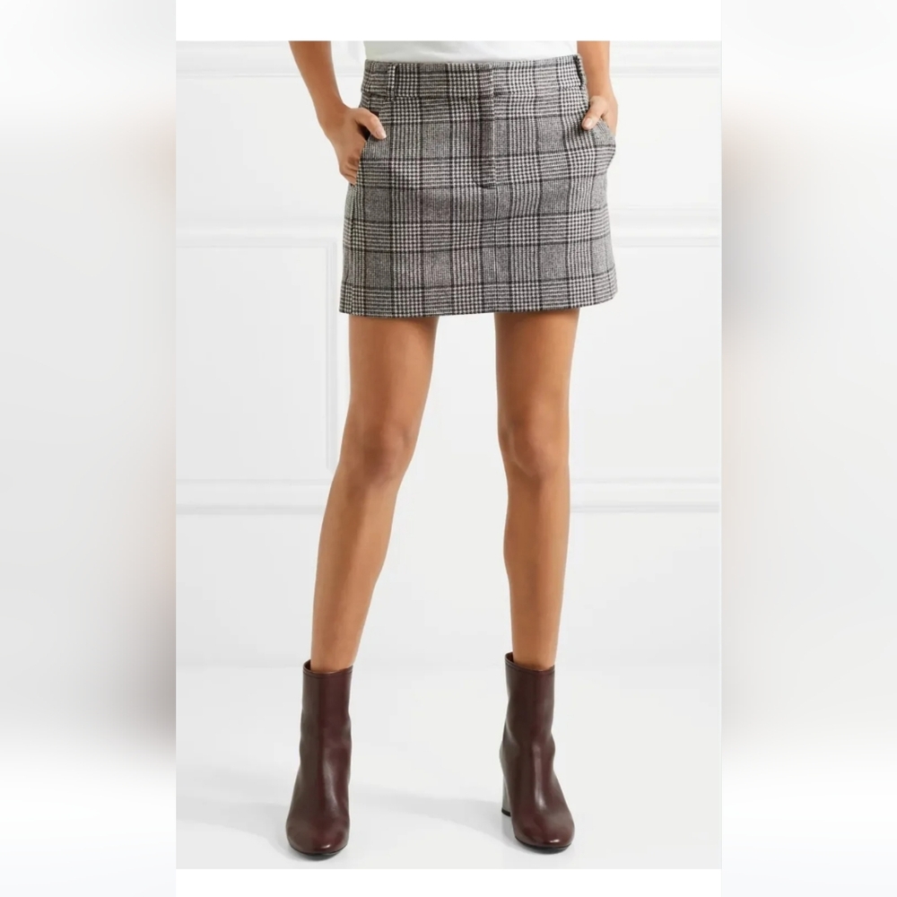 Tibi Check Wool Mini Skirt Size 0